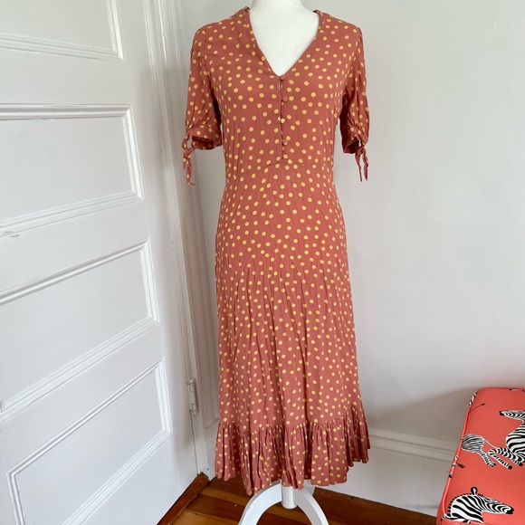 Mango Polka Dot Ruffled Dress - Picture 1 of 12